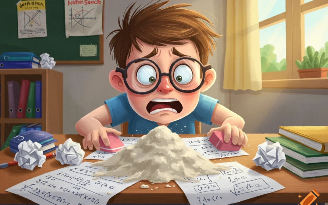homework stress in children illustrated as a volcano